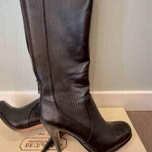 Coach Black Leather Heeled Boots